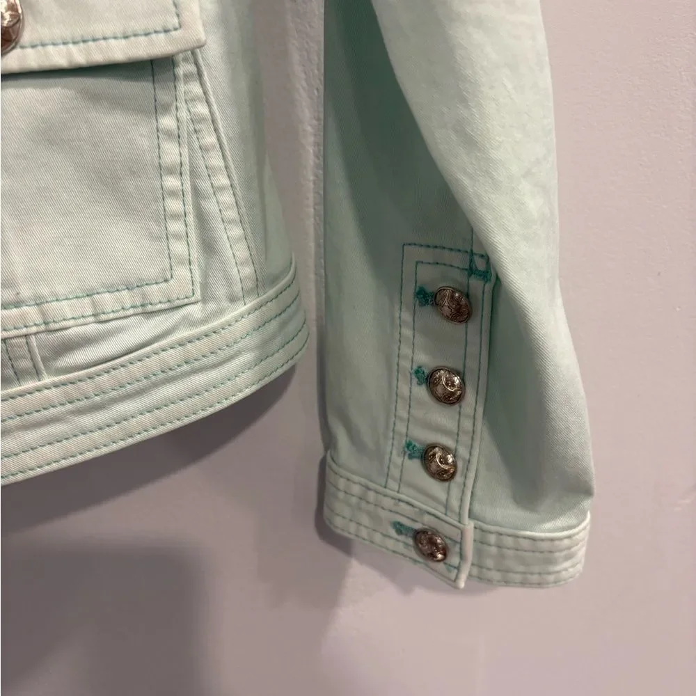 White House Black Market Light Mint Green Jacket Beautifully Military Style - Picture 6 of 16